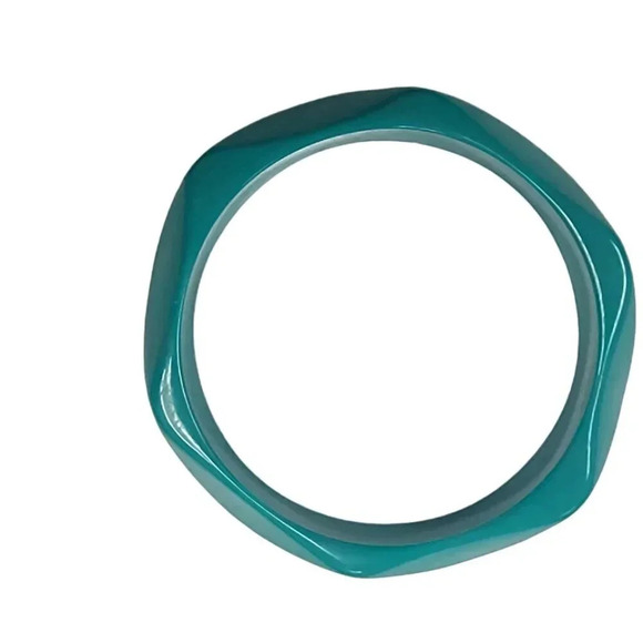Vintage Blue Hexagon Bangle Bracelet - Picture 1 of 3